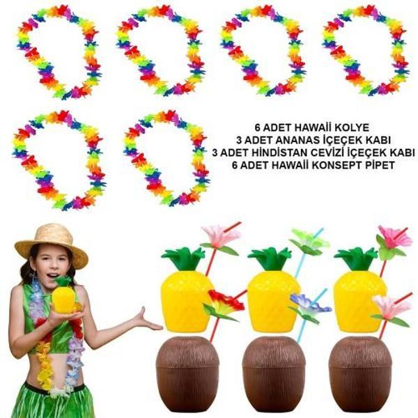 Büro Ev Ofis Gösteri Hawaii Kostümü için Tropikal Stil Kolye Pipet Bardak Seti - Image 1
