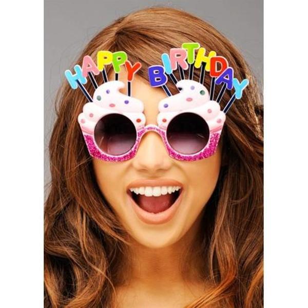 Büro Ev Ofis Gösteri Kostüm Gözlüğü için Pembe Fuşya Happy Birthday Gözlük - Image 1