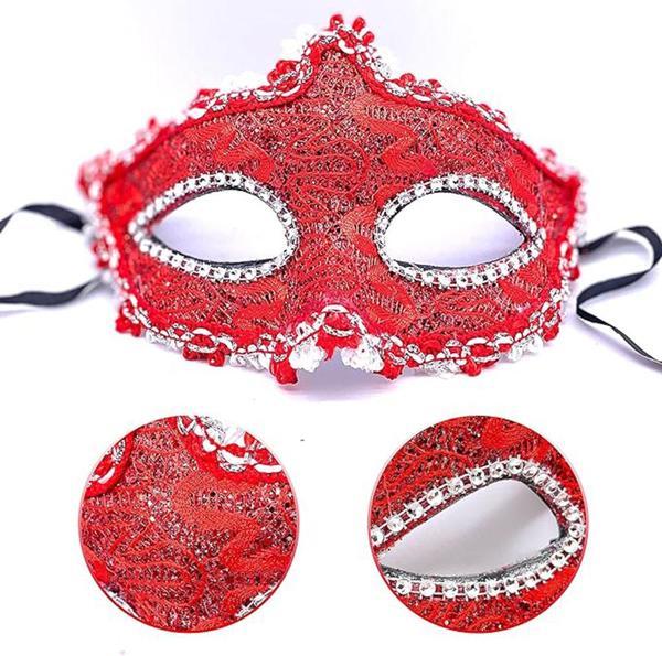 Büro Ev Ofis Gösteri Parti Kostümü için 11x17CM Kırmızı Göz Kristal Taş Dantelli Maske - Image 1