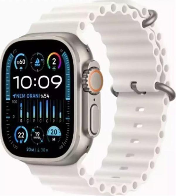 Apple Watch Ultra 2 GPS + Cellular 49mm Natürel Titanyum Kasa ve Beyaz-Ocean Kordon Akıllı Saat ( Apple Türkiye Garantili ) - Image 1