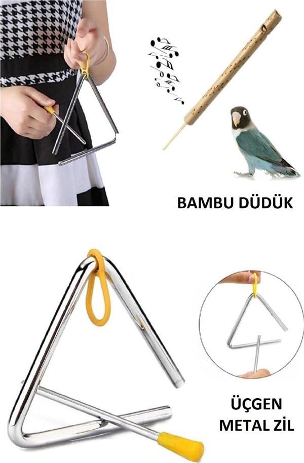 Ayas Eğitici Oyuncak Metal Eğitici Üçgen Zil Müfredata Uygun Anaokulu Çocuk Müzik Aleti Triangle - Bambu Düdük - Image 1