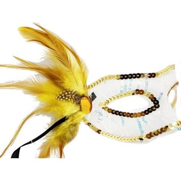 Büro Ev Ofis Etkinlik Gösteri Parti Kostümü için Golden Yan Tüylü Pul Payet Maske - Image 1
