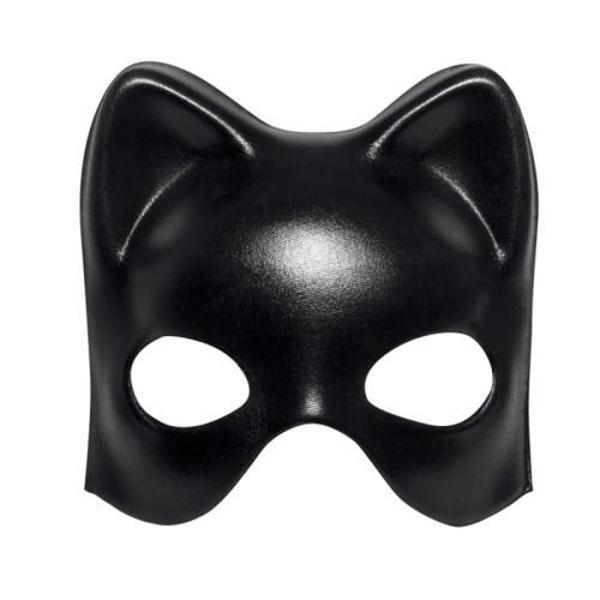 Büro Ev Ofis Etkinlik Gösteri Kedi Kostümü için Siyah Deri Görünümlü Maske - Image 1