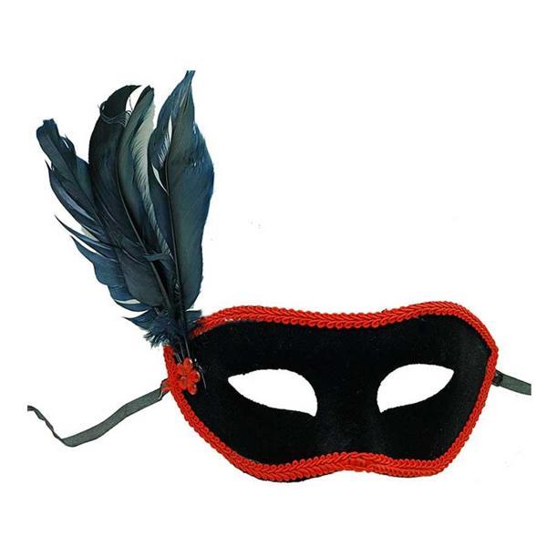 Büro Ev Ofis Gösteri Balo Kostümü için 21x20CM Siyah Yan Tüylü Süet Kaplı Maske - Image 1