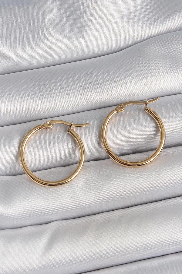 Zarif Kadın için 22MM Golden Çelik Halka Küpe - Image 1