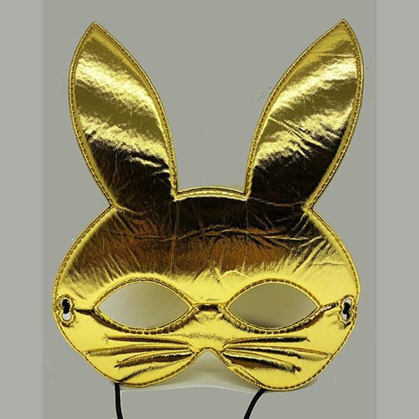 Büro Ev Ofis Etkinlik Gösteri Tavşan Kostümü için 25x17CM Golden Kumaş Maske - Image 1