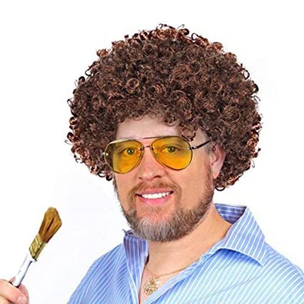 Büro Ev Ofis Etkinlik Gösteri Bob Ross Kostüm Peruğu için 120GR Kahverengi Bonus Saç Peruk - Image 1