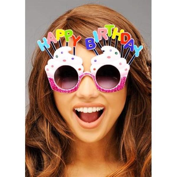 Büro Ev Ofis Gösteri Kostüm Gözlüğü için Beyaz Fuşya Happy Birthday Gözlük - Image 1
