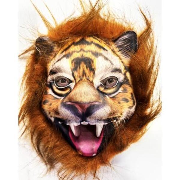 Büro Ev Ofis Etkinlik Gösteri Kaplan Kostümü için No28 Kahve Yeleli Peluş Maske - Image 1