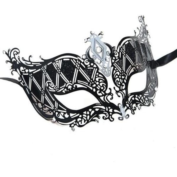Büro Ev Ofis Etkinlik Gösteri Balo Kostümü için Siyah Metal Kristal Silver Taşlı Maske - Image 1