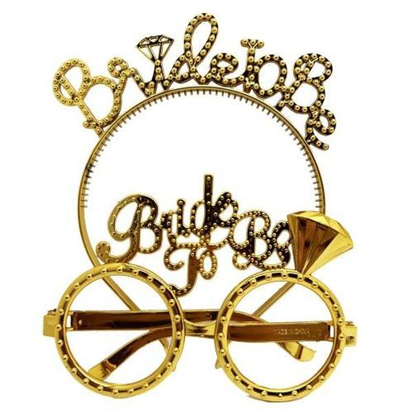 Büro Ev Ofis Gösteri Kostüm Gözlüğü için Golden Bride To Be Taç Gözlük Seti - Image 1