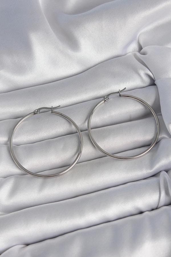Zarif Kadın için 43MM Silver Çelik Halka Küpe - Image 1