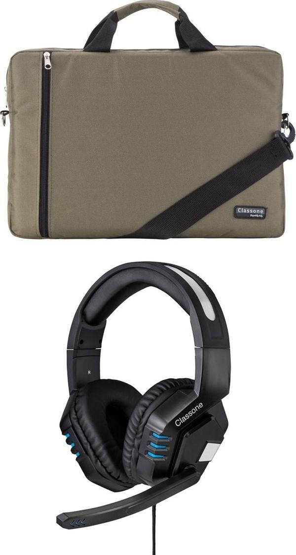 Classone WTX207 WTXpro Su Geçirmez Kumaş 15.6 Notebook El Çantası+HP800 Kulaklık - Image 1
