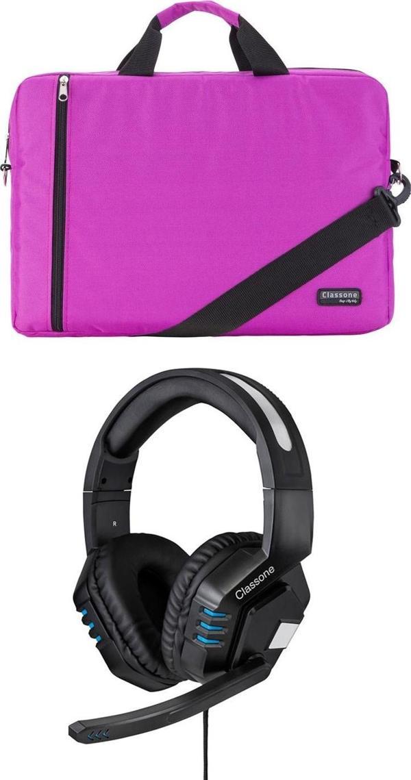 Classone WTX209 WTXpro Su Geçirmez Kumaş 15.6 Notebook El Çantası+HP800 Kulaklık - Image 1