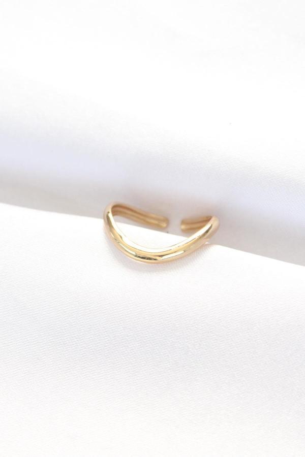 Yassı Gold Renk Ayarlanabilir Yüzük - Image 1