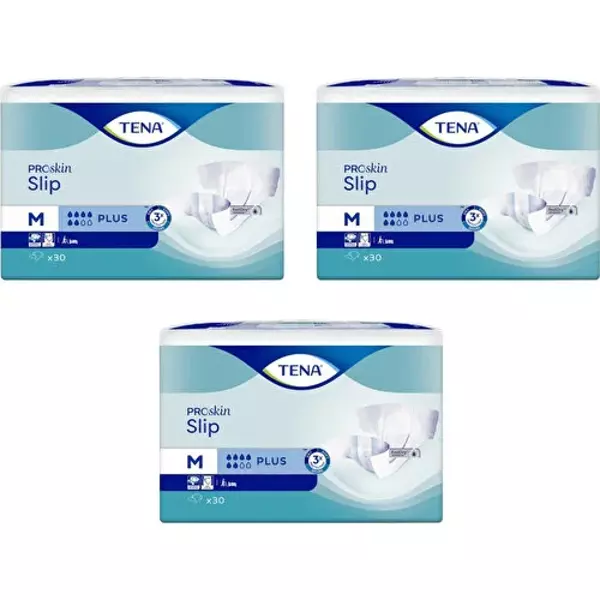 Tena Proskin Slip Plus 6 damla Orta Boy Medium Belbantlı Hasta Bezi 30'lu 3 paket / 90 adet - Image 1
