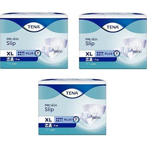 Tena Proskin Slip Plus 6 damla Ekstra Büyük Boy Xlarge Belbantlı Hasta Bezi 30'lu 3 paket / 90 adet - Image 1