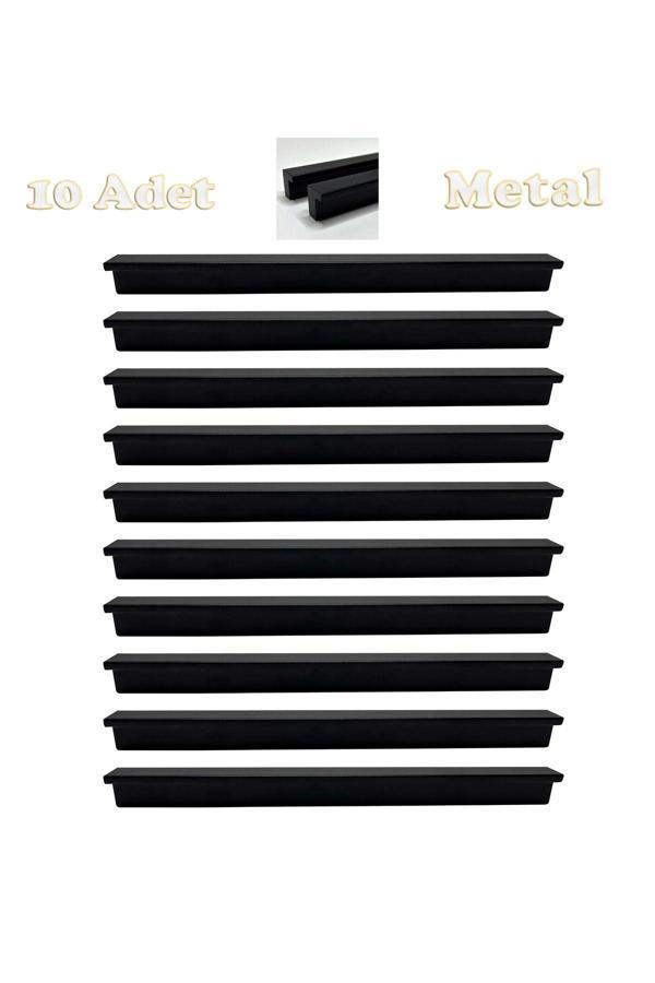 Reis Kulp Fulya Alüminyum Metal Lüks Modern Mobilya Çekmece Mutfak Dolabı Kulpu Siyah 128 mm (10 Adet) - Image 1