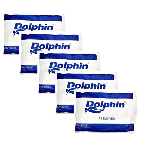 Dolphin PE İş Temizlik Tek Kullanımlık Şeffaf Poşet Market Eldiven / Büyük Boy / 100 Adetlik 5 Paket - Image 1