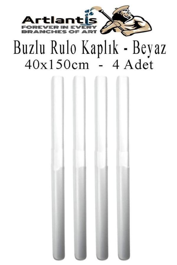 Buzlu Rulo Şeffaf Beyaz Kaplık 4 Adet 40x150 cm Defter Kitap Kaplığı Okul Öğrenci Rulo Kaplık - Image 1