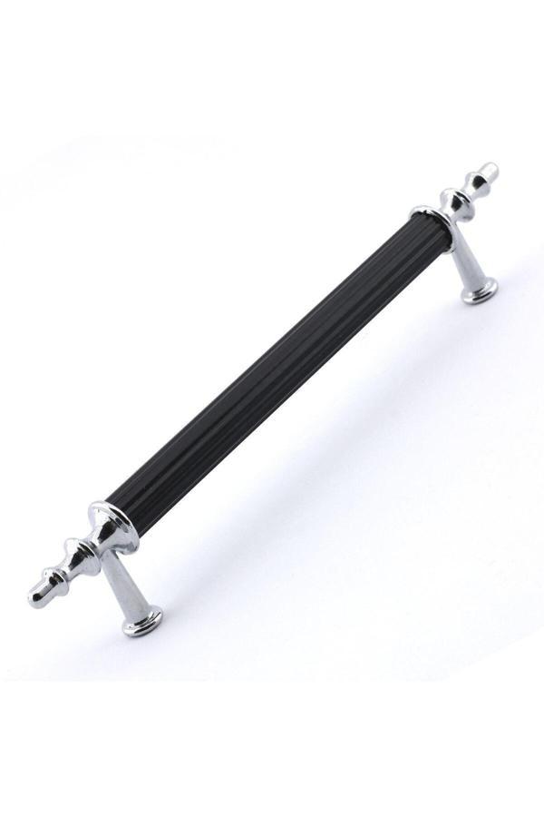 Reis Kulp Tuana Rustik Alüminyum Metal Lüks Modern Mobilya Çekmece Mutfak Dolabı Kulpu Siyah-Krom 128 mm - Image 1
