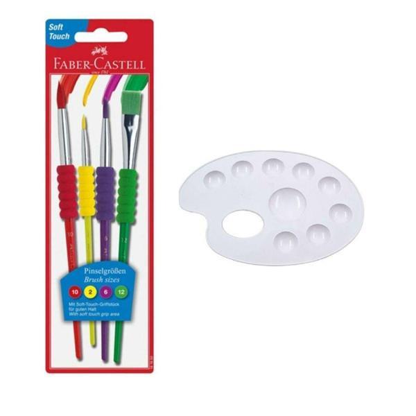 Fırça Seti 4 lü ve Resim Paleti 1 Adet Faber Castell Resim Paleti - Image 1