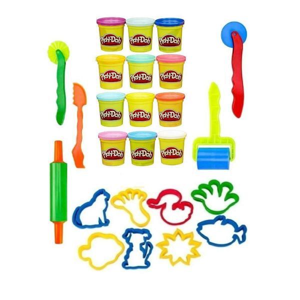 Oyun Hamuru 12 Renk Merdane Şekiller Set Play Doh Oyun Hamuru Seti 12 Renk Merdane ve Şekiller - Image 1