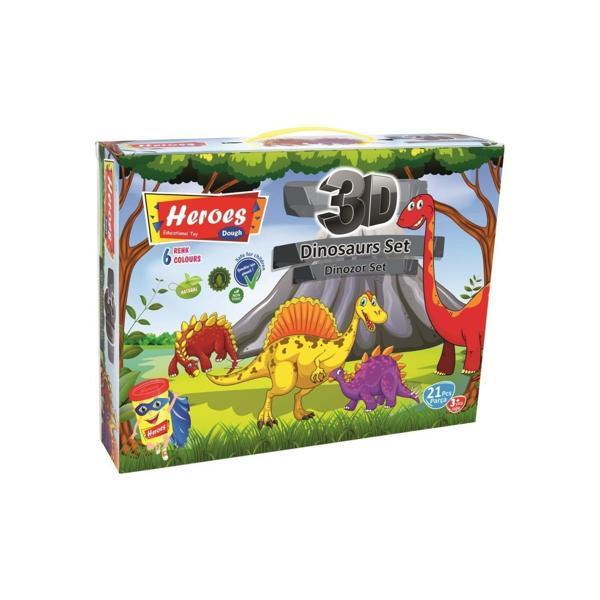 Oyun Hamuru Kalıbı Heroes 3D Dinazor Oyun Hamuru Seti 21 Parça - Image 1