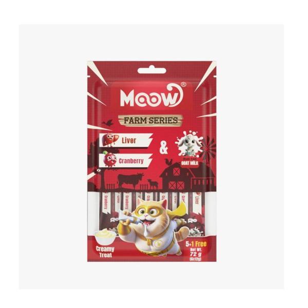 Moow Ciğerli&Kızılcıklı Keçi Sütlü 12gr x 6 Adet Kedi Krema Ödülü - Image 1
