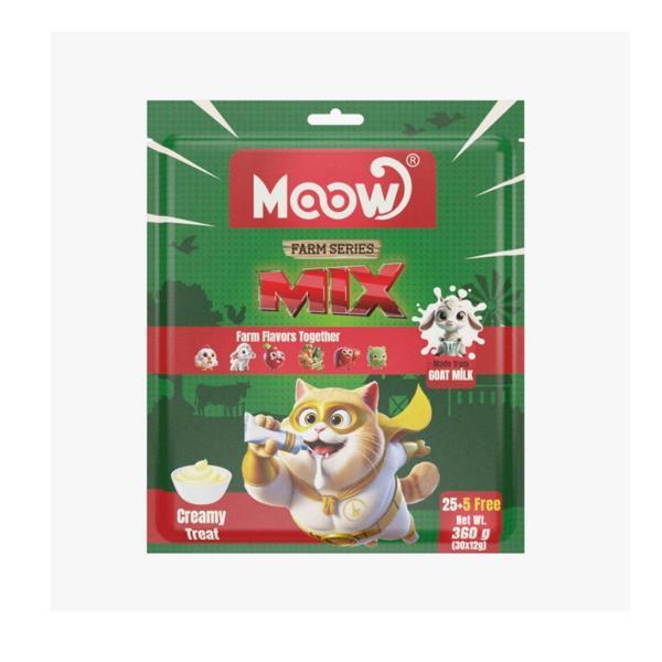 Moow Karışık 6 Lezzetli Çiftlik Serisi Keçi Sütlü 12gr x 30' lu Kedi Krema Ödülü - Image 1