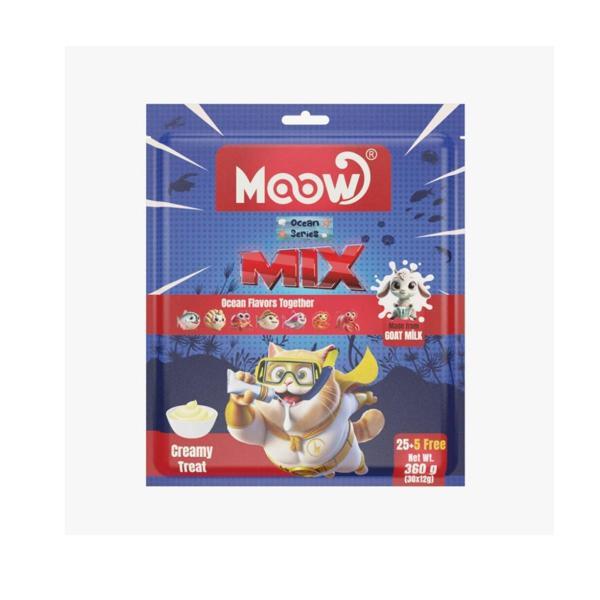 Moow Karışık 7 Lezzetli Okyanus Serisi Keçi Sütlü 12gr x 30' lu Kedi Krema Ödülü - Image 1