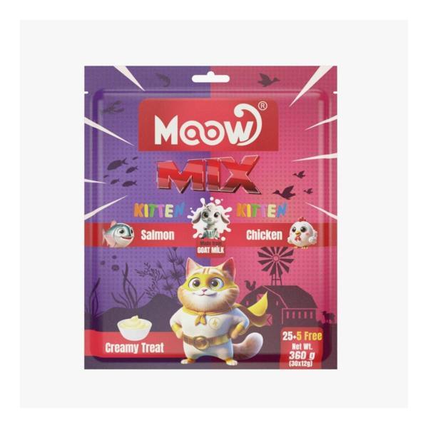 Moow Karışık Somonlu&Tavuklu Keçi Sütlü 12gr x 30' lu Yavru Kedi Krema Ödülü - Image 1