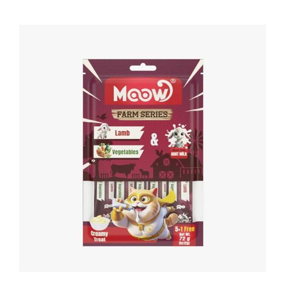Moow Kuzu Etli&Sebzeli Keçi Sütlü 12 gr x 6  Adet Kedi Krema Ödülü - Image 1