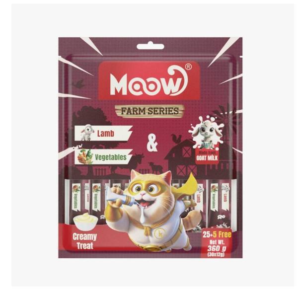 Moow Kuzu Etli&Sebzeli Keçi Sütlü 12gr x 30' lu Kedi Krema Ödülü - Image 1