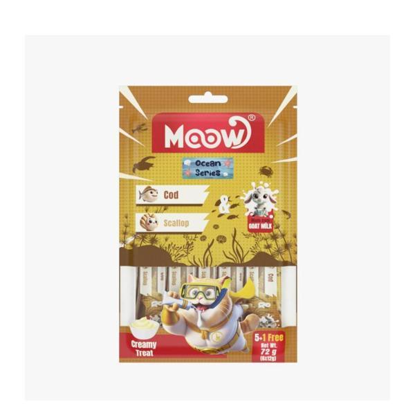 Moow Morina Balıklı Keçi Sütlü 12gr x 6 Adet Kedi Krema Ödülü - Image 1