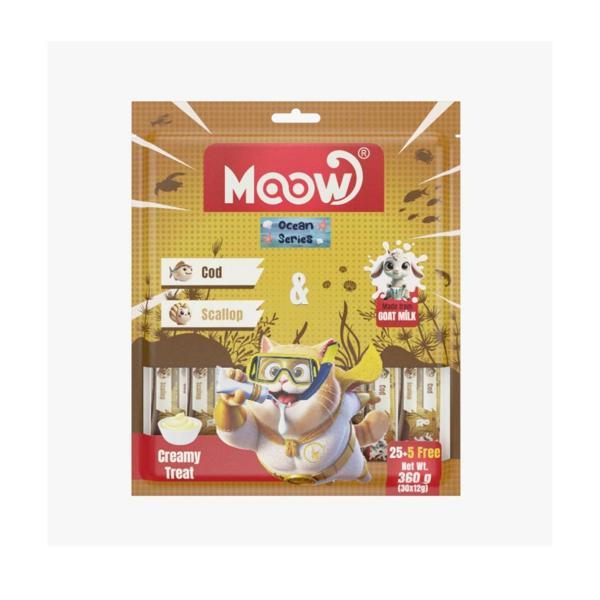 Moow Morina Balıklı&Deniz Taraklı Keçi Sütlü 12gr x 30'lu Kedi Krema Ödülü - Image 1