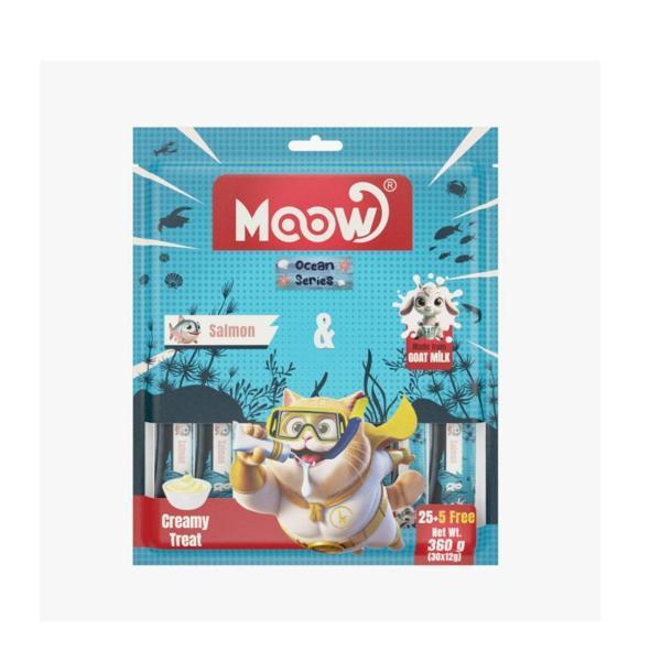 Moow Somonlu Keçi Sütlü 12gr x 30'lu Kedi Krema Ödülü - Image 1