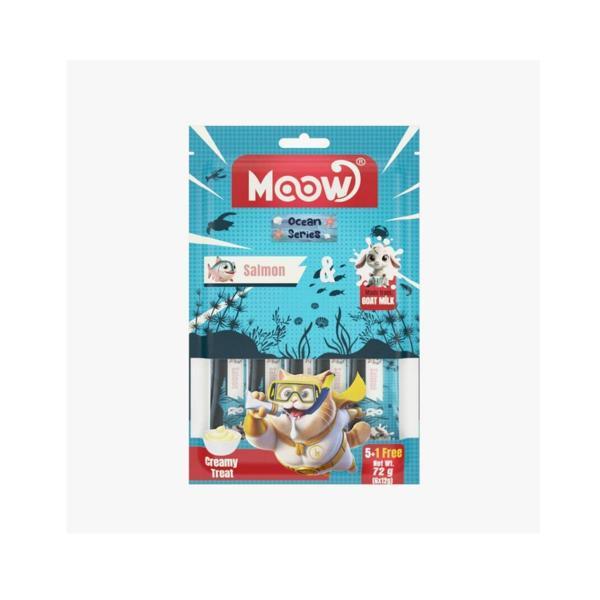 Moow Somonlu Keçi Sütlü 12gr x 6 Adet Kedi Krema Ödülü - Image 1