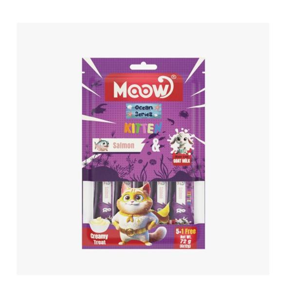 Moow Somonlu Keçi Sütlü 12gr x 6 Adet Yavru Kedi Krema Ödülü - Image 1