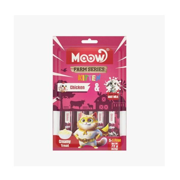 Moow Tavuklu Keçi Sütlü 12gr x 6 Adet Yavru Kedi Krema Ödülü - Image 1