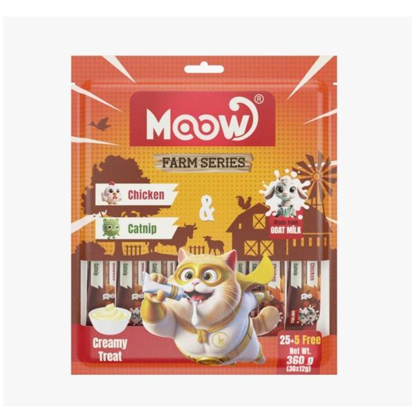 Moow Tavuklu&Kedi Naneli Keçi Sütlü 12gr x 30'lu Kedi Krema Ödülü - Image 1