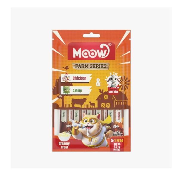 Moow Tavuklu&Kedi Naneli Keçi Sütlü 12gr x 6 Adet li Kedi Krema Ödülü - Image 1
