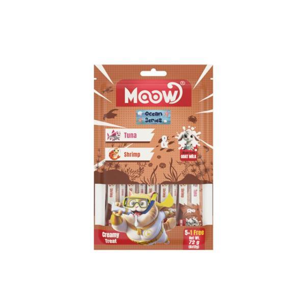 Moow Ton Balıklı&Karidesli Keçi Sütlü 12gr x 6 Adet Kedi Krema Ödülü - Image 1
