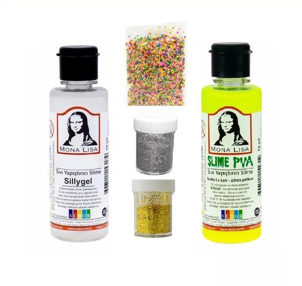 Slime Seti Fosforlu Sarı Renk 70 ML Renkli Slaym Südor Sılaym Seti 70 ML Slime Borax - Image 1