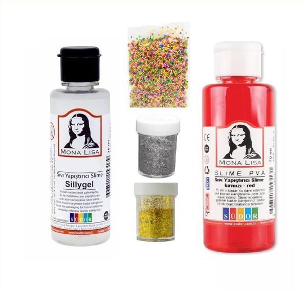 Slime Seti Kırmızı Renk 70 ML Renkli Slaym Südor Sılaym Seti 70 ML Slime Borax - Image 1