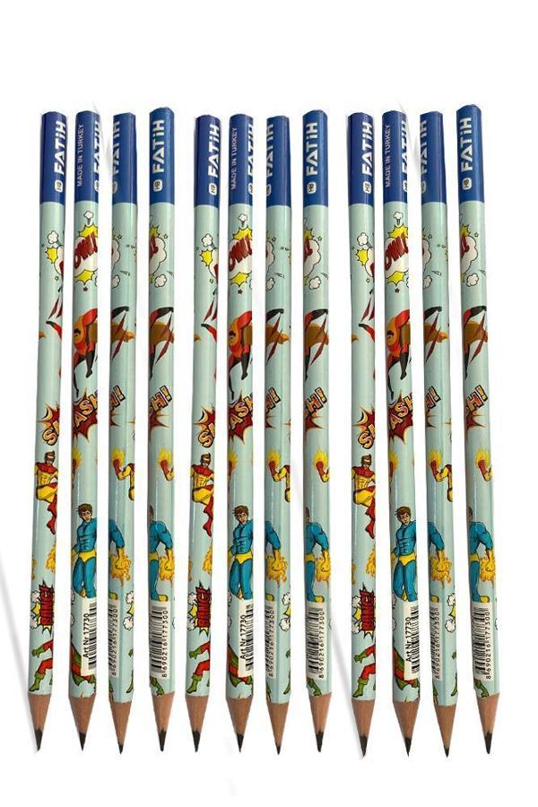 Süper Kahramanlar Erkek Kurşun Kalem 12 Adet 1 Paket Fatih Kurşun Kalem HB Siyah Kurşun Kalem Süper Kahramanlar Desenli  - Image 1