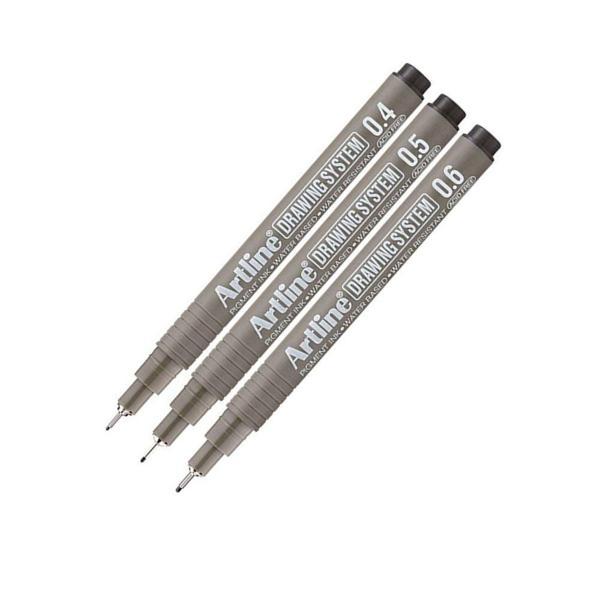Teknik Çizim Kalemi 0.4 - 0.5 - 0.6 Mm Siyah 3 Lü Set Artline Drawing Teknik Çizim Kalemi - Image 1