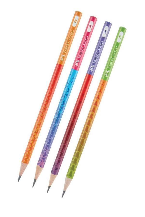 Yuvarlak Kurşun Kalem Smoothıe 4 Adet 1 Paket Faber Kurşun Kalem 2B Siyah Kurşun Kalem Smoothıe Desenli 2B Kalem - Image 1