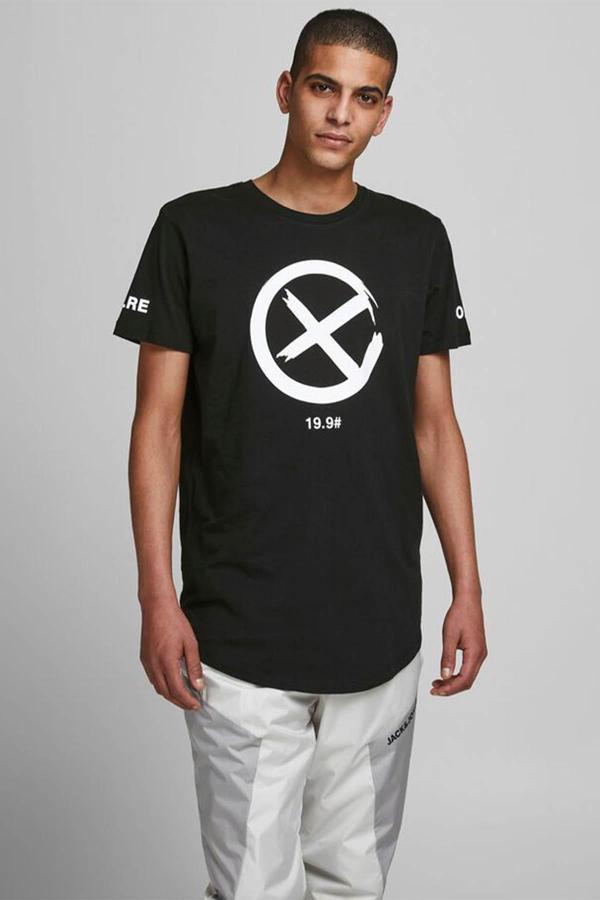 Jack&Jones Erkek Siyah Baskılı Printed T-Shirt - 12195559 - Image 1