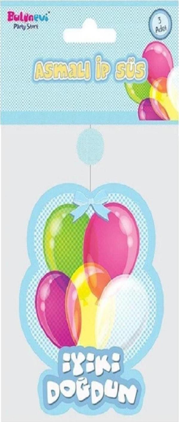 BalonEvi İYİKİ DOĞDUN ASMALI İP SÜS MAVİ - Image 1